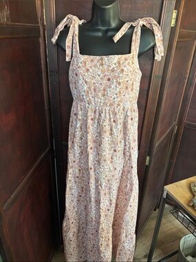 House of Harlow 1960 Dusty Rose Floral Tie-Shoulder Sundress